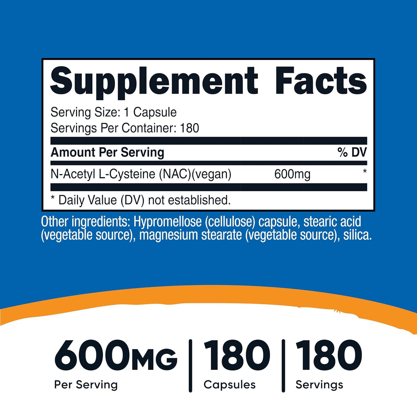 Premium NAC 600Mg – 180 Vegan Capsules